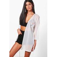 Embroidery Trim Kimono - white