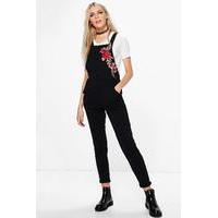 Embroidered Dungarees - black