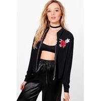 Embroidered Bomber Jacket - black