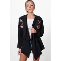 embroidered lightweight parka black