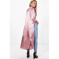 Embroidered Satin Duster - rose
