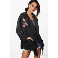 embroidered lightweight parka black