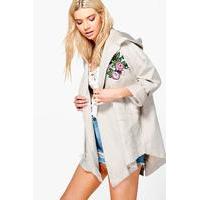 embroidered lightweight parka taupe