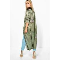 emilie embroidered satin duster khaki