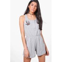 Embroidered Playsuit - grey