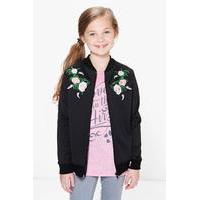 Embroidered Bomber Jacket - black