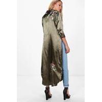 embroidered satin duster khaki