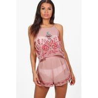 Embroidered Beach Co-ord Set - pink