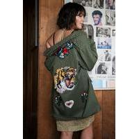 embroidered studded festival jacket khaki