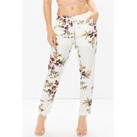 Emily White Floral High Waisted Trousers