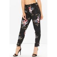 emily black floral high waisted trousers