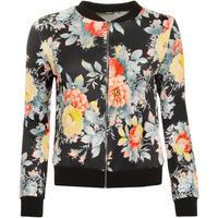 emmaline floral print bomber jacket black