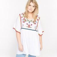 embroidered blouse with kimono sleeves