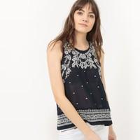 Embroidered Shell Top