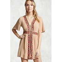 embroidered panel mini dress