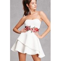 Embroidered Strapless Mini Dress