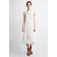 Embroidered Crochet Midi Dress