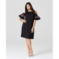 Embroidered Frill Sleeve Dress