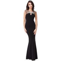 embellished neckline maxi dress black