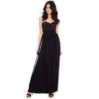 Embellished Bandeau Chiffon Maxi Dress - Black