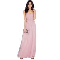 Embellished Bandeau Chiffon Maxi Dress - Pink