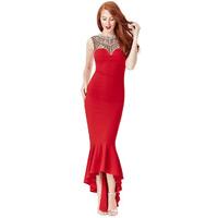 embellished fishtail maxi dress red