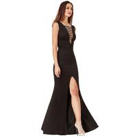 Embellished Maxi Dress with Split Detail - Black