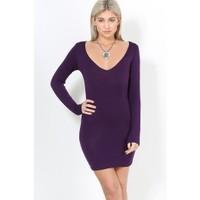 Emma V Neck Long Sleeves Bodycon Dress