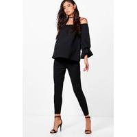 Emilie Bardot Top Over the Bump Trouser Co-ord - black