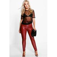 emmy pu high waist tube jean wine