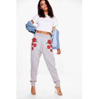 Embroidered Front Sweat Joggers - grey