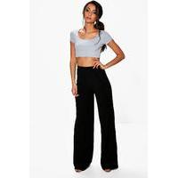 Emma Wide Leg Pleat Front Trouser - black