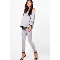 emilie bardot top over the bump trouser co ord grey