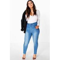 emelie high waist fray hem tube jean blue