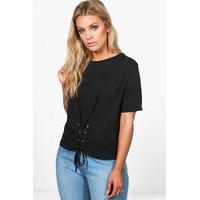 emmy lace up tee black