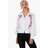 embroidered front shirt white