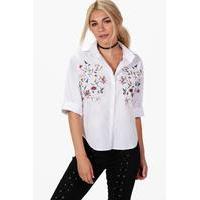 Embroidered Front Shirt - white