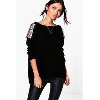 Embellished Shoulder Jumper - black