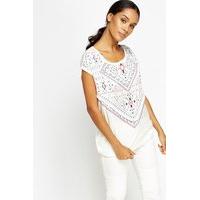 Embroidered Aztec Print Top