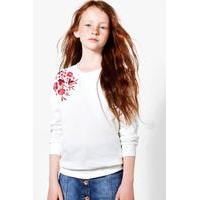 Embroidered Sweat Top - cream