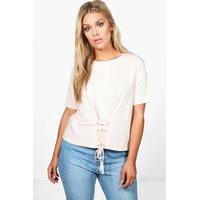 Emmy Lace Up Tee - blush