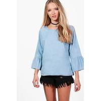 Embellished Denim Shirt - blue