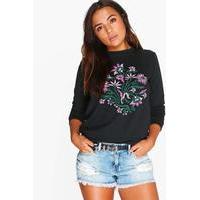 Emily Embroidered Sweat - black