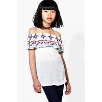 Embroidered Off The Shoulder Top - ivory