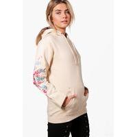 Embroidered Sleeve Hoody - stone