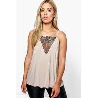 Emily Lace Detail Cami Top - stone