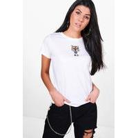 Embroidered Tiger Tee - white
