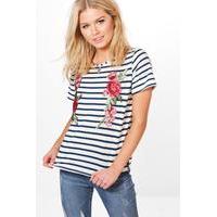 Embroidered Stripe T-Shirt - multi