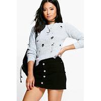 Emma Distressed Knitted Jumper - silver