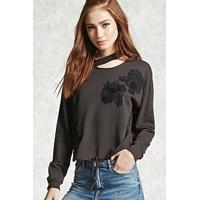 Embroidered Flower Pullover